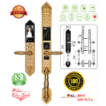 Khóa Đại Sảnh Kassler KL-989F Mạ Vàng 24K – Face ID 3D, Vân Tay, App Tuya, Đồng Đúc Nguyên Khối