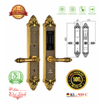 Khóa Đại Sảnh Kassler KL-959C Đồng Nguyên Khối Mạ Vàng 18K – Vân Tay, Mật Mã, Thẻ Từ, Thiết Kế Hoàng Gia