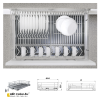 Giá Bát Đĩa Nan Oval Đa Năng Âm Tủ EUROGOLD Inox 304 – Gắn Cánh, Ray Giảm Chấn