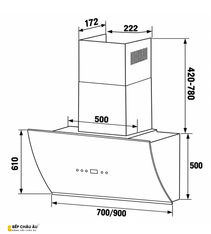 Máy Hút Mùi KAFF KF-LUX-AT70H-WH / AT90H-WH Kính Trắng Tự Động Đóng Mở