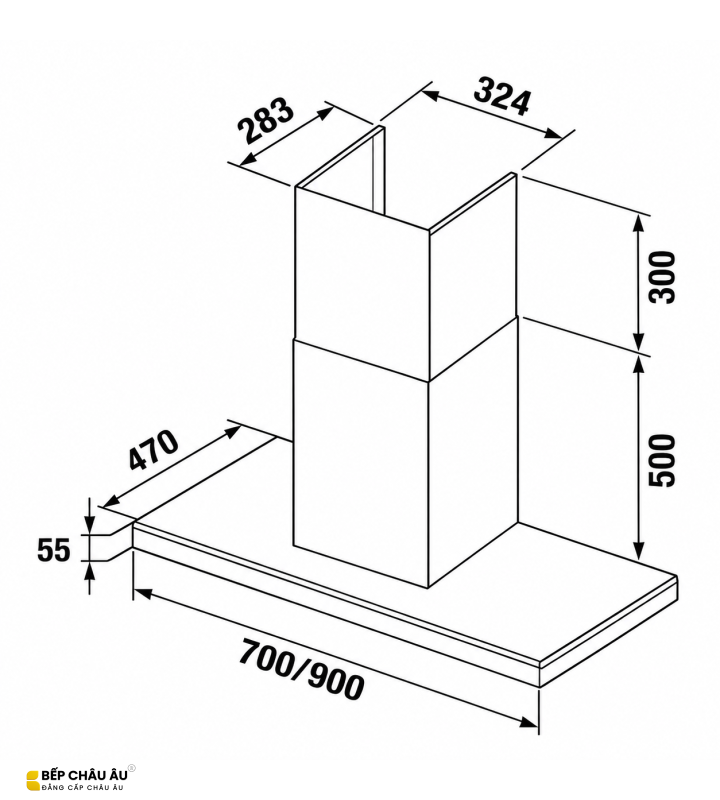 Máy Hút Mùi KAFF KF-70RH / KF-90RH Kính Toa Cảm Ứng Khói Nhiệt 1200m³/h