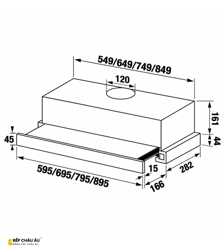 Máy Hút Mùi Âm Tủ KAFF KF-TL60SH / TL70SH / TL80SH / TL90SH Inox Phối Kính