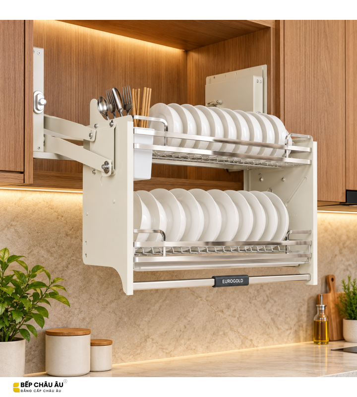 Giá Bát Di Động Nan Dẹt EUROGOLD Inox 304 – Khung Trắng