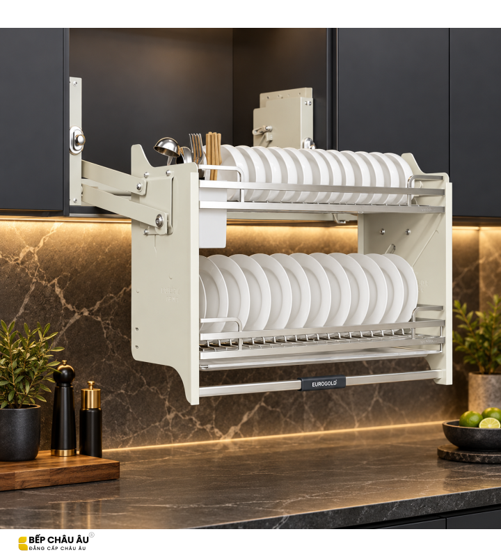 Giá Bát Di Động Nan Dẹt EUROGOLD Inox 304 – Khung Trắng