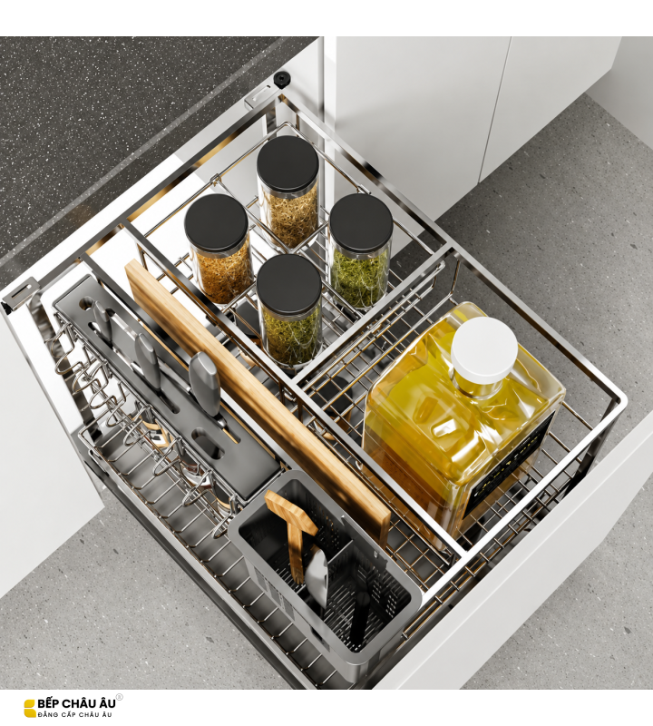 Giá Dao Thớt Nan Dẹt Inox Mờ EUROGOLD 304 – Ray Giảm Chấn