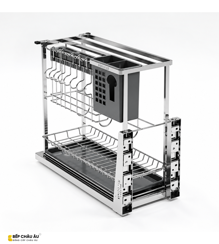 Giá Dao Thớt Nan Dẹt Inox Mờ EUROGOLD 304 – Hệ Dẫn Hướng Chống Rung