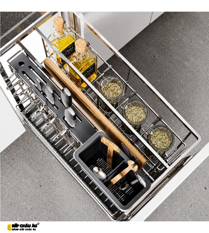 Giá Dao Thớt Nan Dẹt Inox Mờ EUROGOLD 304 – Hệ Dẫn Hướng Chống Rung