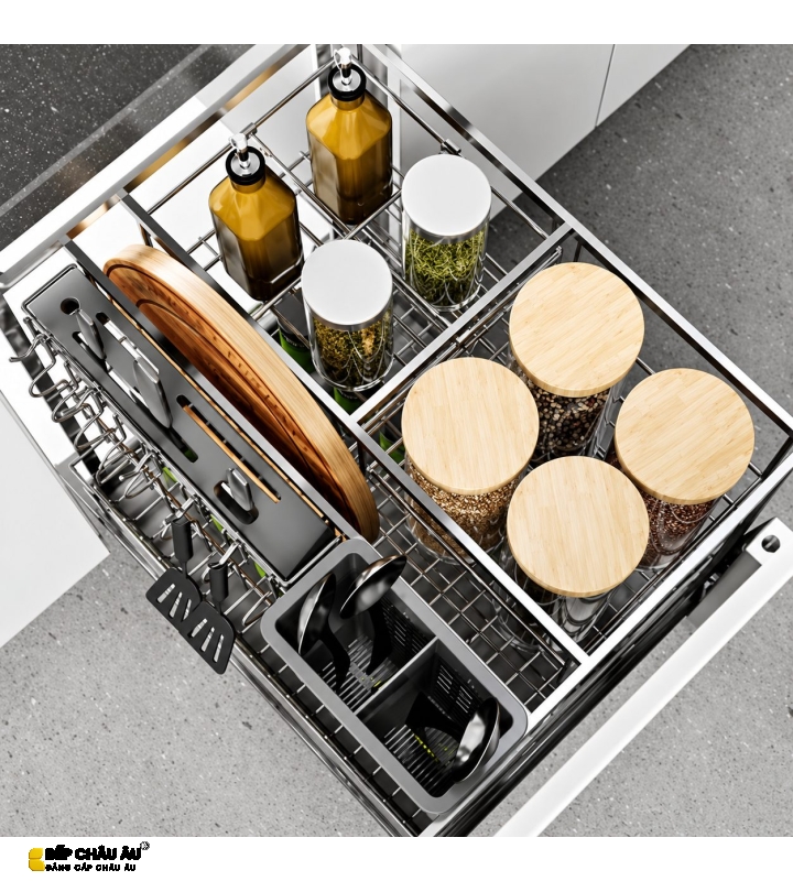 Giá Dao Thớt Nan Dẹt Inox Mờ EUROGOLD 304 – Hệ Dẫn Hướng Chống Rung