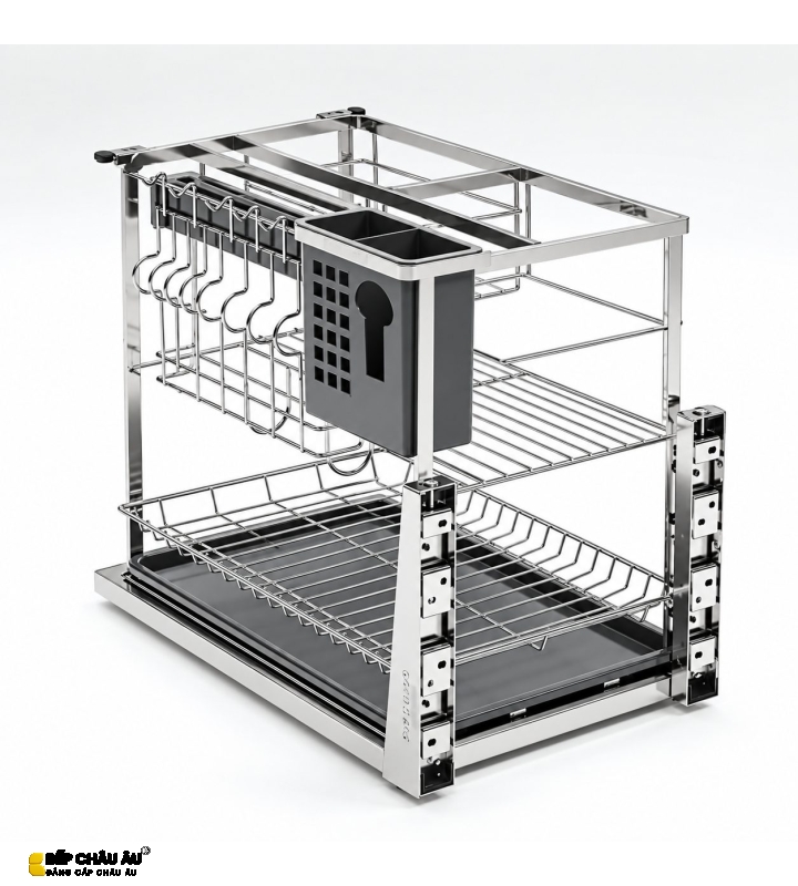 Giá Dao Thớt Nan Dẹt Inox Mờ EUROGOLD 304 – Hệ Dẫn Hướng Chống Rung