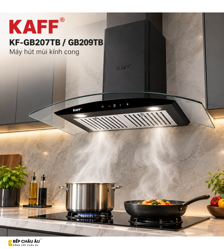 Máy Hút Mùi KAFF KF-GB207TB / KF-GB209TB Kính Cong BLDC 1000m³/h