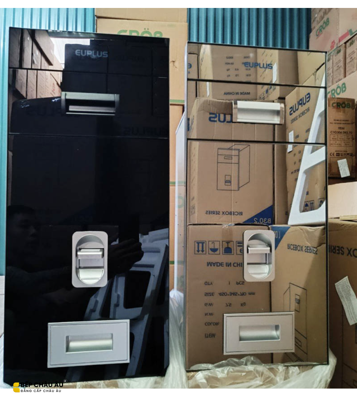 THÙNG GẠO EUPLUS B30 MẶT GƯƠNG TRẮNG - ĐEN