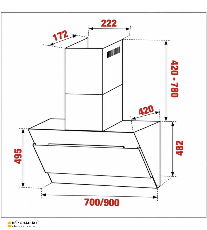 Máy Hút Mùi KAFF KF-LUX-AT70FH-BK / AT90FH-BK Tự Động Đóng Mở