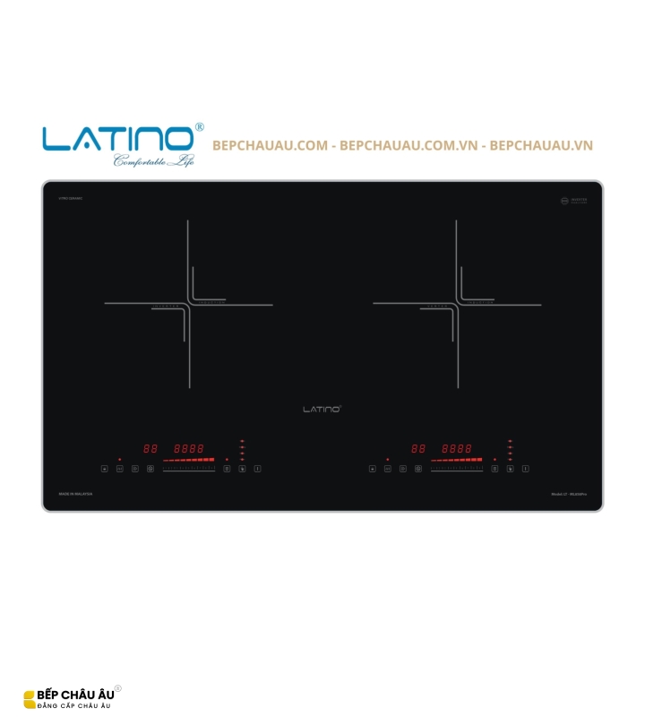 Bếp Từ Đôi Latino LT-ML858PRO Inverter – Kính Platinum Ceramic, Booster 2400W, Nhập Khẩu Malaysia