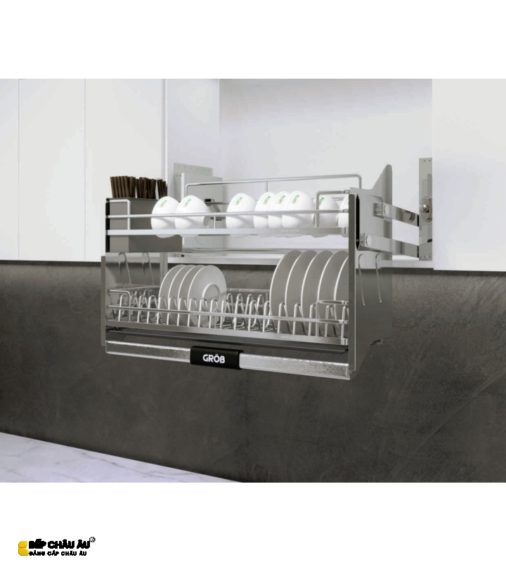 Giá Bát Nâng Hạ Nan Dẹt Inox Mờ Full SUS304 GROB