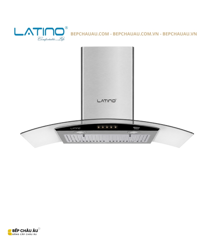 Máy Hút Mùi Latino LT-KC600C Kính Cong 60cm – Turbo 1200m³/h, Inox Cao Cấp, Phím Cơ 3 Cấp Độ