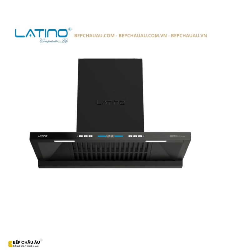 Máy Hút Mùi Latino LT-V.8 VENTIS Chữ T – Turbo 1400m³/h, Cảm Biến Vẫy Tay, Booster, Tự Làm Sạch